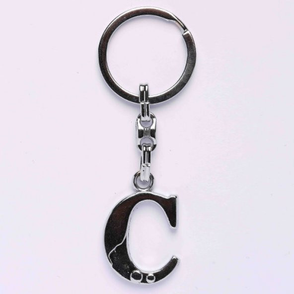 ( C HARFİ) ANAHTARLIK METALİK KROM/MDL-676 ürün görseli 1