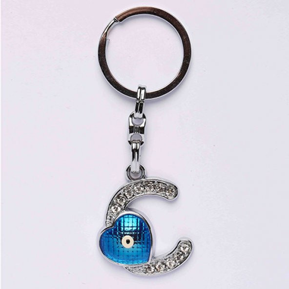 NAZAR BONCUKLU KROM VE TAŞLI HARF ANAHTARLIK/MDL-693 ürün görseli