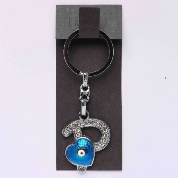 NAZAR BONCUKLU KROM VE TAŞLI HARF ANAHTARLIK/MDL-697 ürün görseli 1