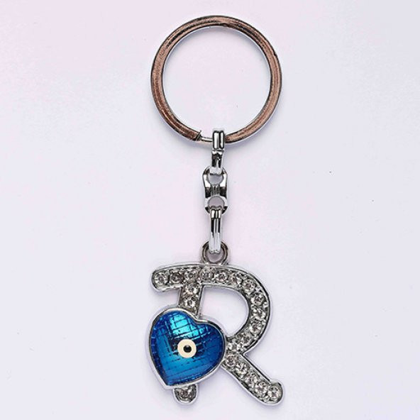 NAZAR BONCUKLU KROM VE TAŞLI( R HARFİ) ANAHTARLIK/MDL-703 ürün görseli