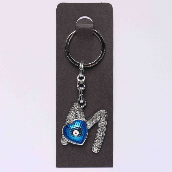 NAZAR BONCUKLU KROM VE TAŞLI HARF ANAHTARLIK/MDL-705 ürün görseli 1