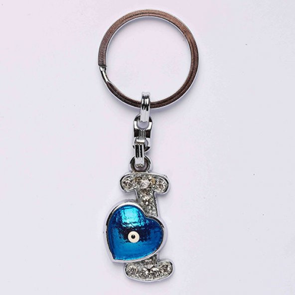 NAZAR BONCUKLU KROM VE TAŞLI HARF ANAHTARLIK/MDL-709 ürün görseli 1