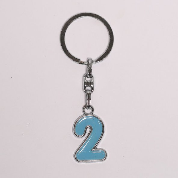 AÇIK MAVİ 2 RAKAMLI ÇELİK ANAHTARLIK/MDL-801 ürün görseli 1