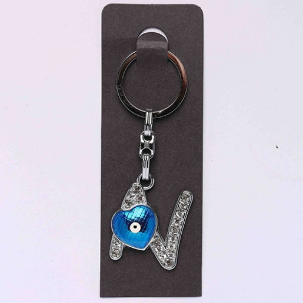 NAZAR BONCUKLU KROM VE TAŞLI HARF ANAHTARLIK/MDL-940 ürün görseli 1