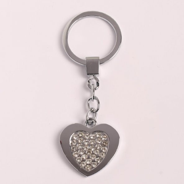 TAŞLI KALP DESENLİ TASARIM ÇELİK ANAHTARLIK/MDL-981 ürün görseli 1