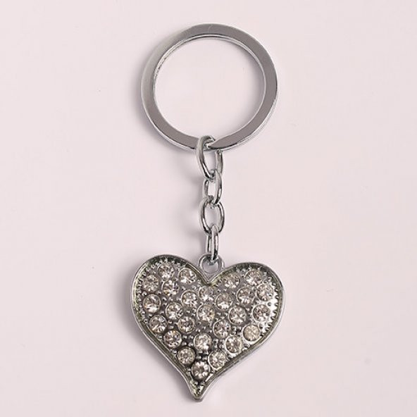 TAŞLI KALP DESENLİ TASARIM ÇELİK ANAHTARLIK/MDL-982 ürün görseli 1