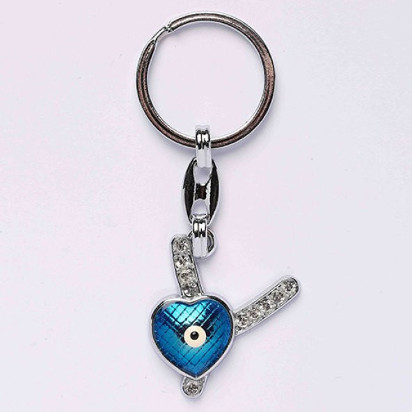 NAZAR BONCUKLU KROM VE TAŞLI HARF ANAHTARLIK-(Y HARFİ)ANAH61/MDL-1140 ürün görseli 1