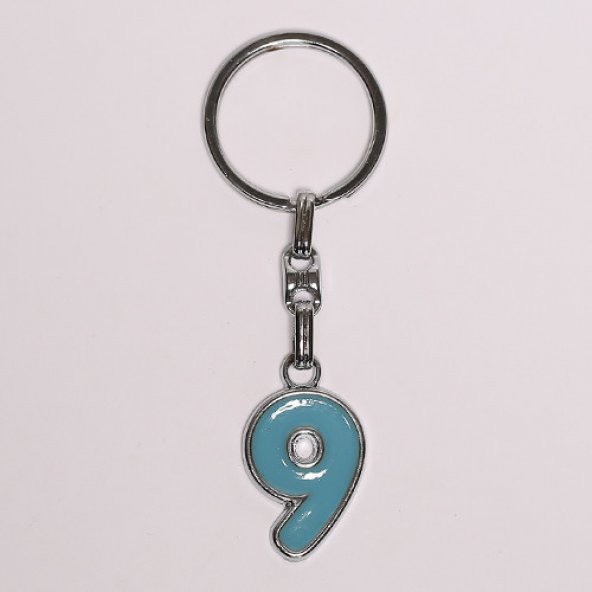 AÇIK MAVİ 9 RAKAMLI ÇELİK ANAHTARLIK/MDL-1264 ürün görseli 1