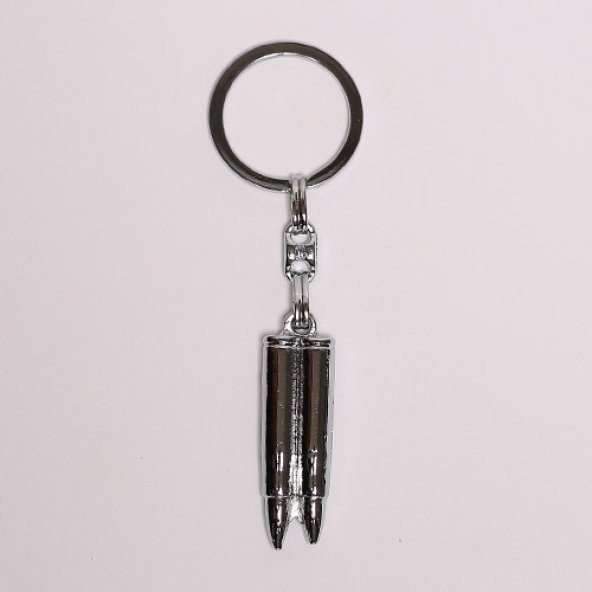 GÜMÜŞ RENGİ MERMİ FİGÜRLÜ ÇELİK ANAHTARLIK/MDL-1330 ürün görseli 1