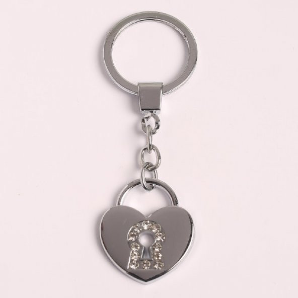 KALP VE KİLİT TASARIMLI ÇELİK ANAHTARLIK/MDL-1342 ürün görseli 1