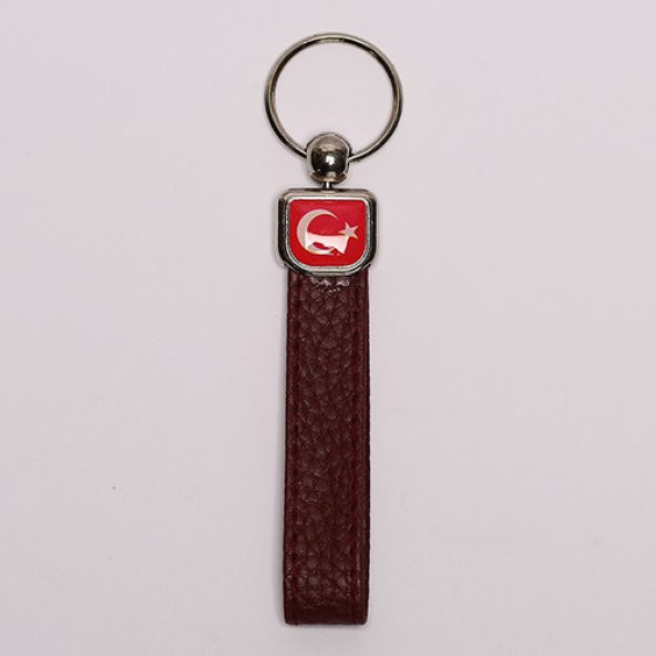 KOYU KAHVERENGİ DERİ SAPLI ÇELİK ANAHTARLIK/MDL-1345 ürün görseli 1