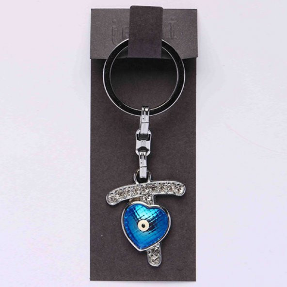 NAZAR BONCUKLU KROM VE TAŞLI HARF ANAHTARLIK/MDL-1376 ürün görseli