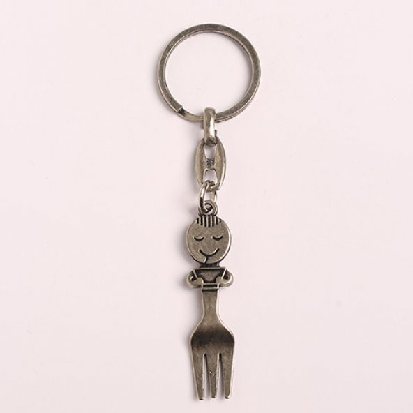 SURAT FİGÜRLÜ ÇATAL TASARIMLI ÇELİK-KROM ANAHTARLIK/MDL-1422 ürün görseli 1