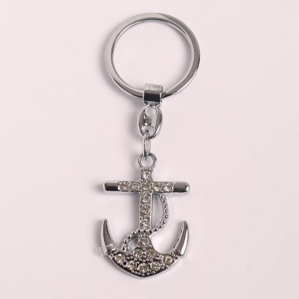 TAŞ İŞLEMELİ DENİZ ÇAPASI TASARIMLI ÇELİK ANAHTARLIK/MDL-1430 ürün görseli 1