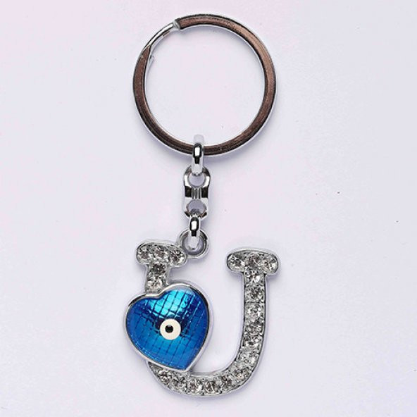 NAZAR BONCUKLU KROM VE TAŞLI HARF ANAHTARLIK/MDL-1598 ürün görseli 1