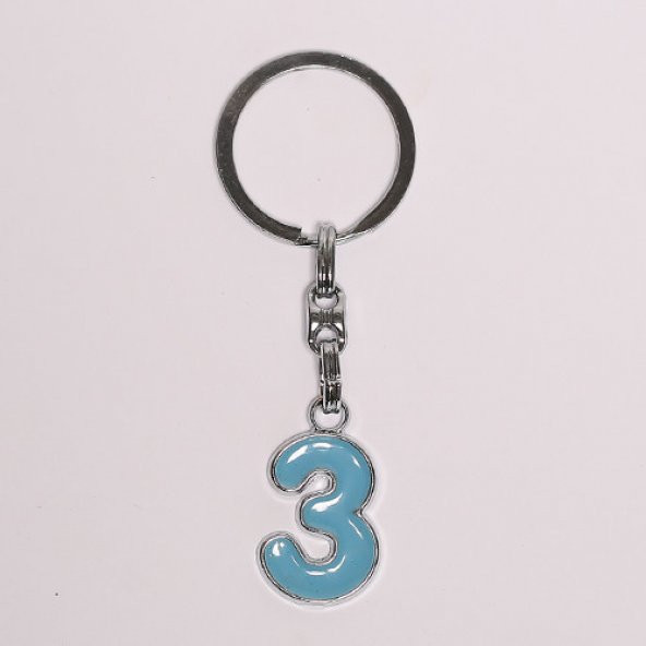 AÇIK MAVİ 3 RAKAMLI ÇELİK ANAHTARLIK/MDL-1683 ürün görseli