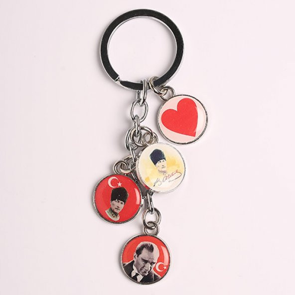 ÇOKLU ATATÜRK RESİMLİ RENKLİ VE METALİK ANAHTARLIK/MDL-1718 ürün görseli 1
