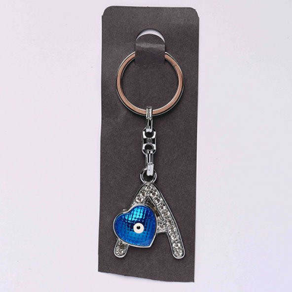 NAZAR BONCUKLU KROM VE TAŞLI HARF ANAHTARLIK/MDL-1808 ürün görseli 1