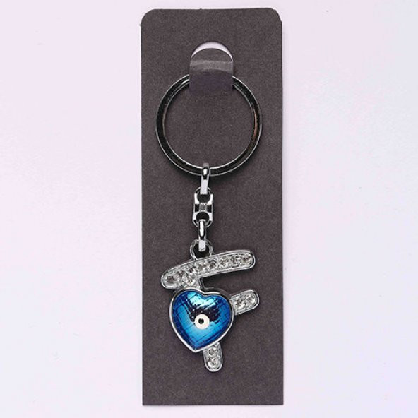 NAZAR BONCUKLU KROM VE TAŞLI HARF ANAHTARLIK/MDL-1812 ürün görseli