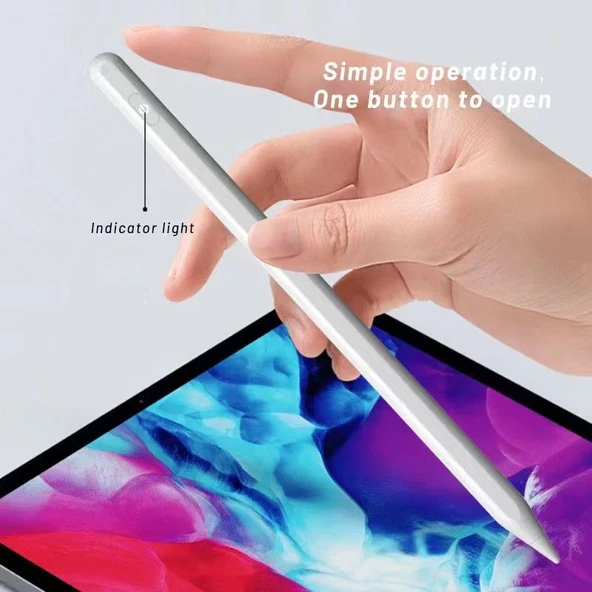 Apple iPad 12.9 (6.Nesil) Uyumlu Avuç İçi Algılamayan Eğimle Çizim Kalınlığı Değişen Stylus Kalem - Resim 6