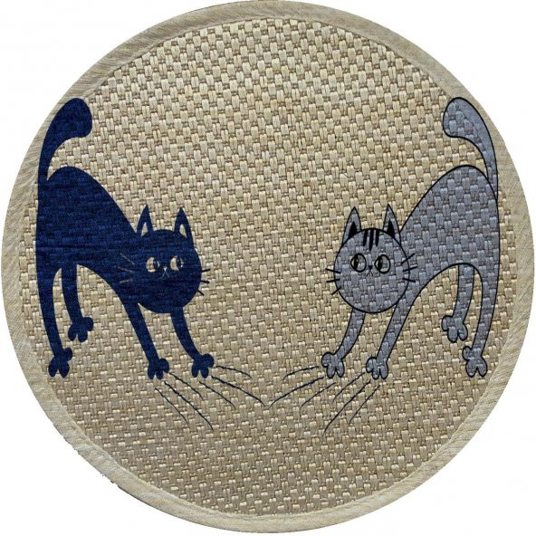 Glipet Desenli Çift Taraflı Kedi Tırmalama Paspası  Yuvarlak Blue-Gray 36*36 cm - 2