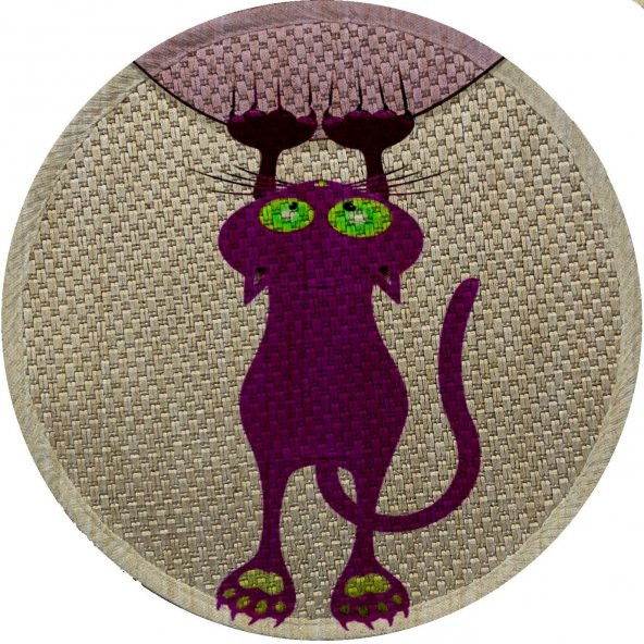 Glipet Desenli Çift Taraflı Kedi Tırmalama Paspası  Yuvarlak Purple 36*36 cm - 3