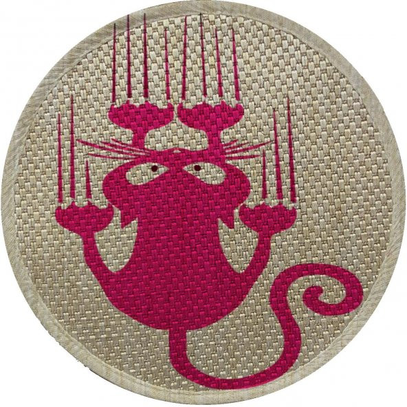 Glipet Desenli Çift Taraflı Kedi Tırmalama Paspası  Yuvarlak Pink 36*36 cm - 3