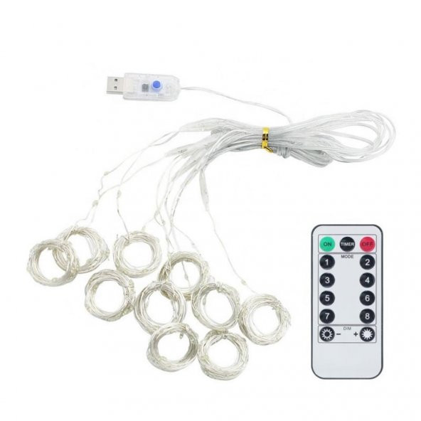 Peri Telli Led Perde Led Işık Kumandalı 300 Ledli 3X3 Metre Usbli 8 Animasyonlu Günışığı - 7