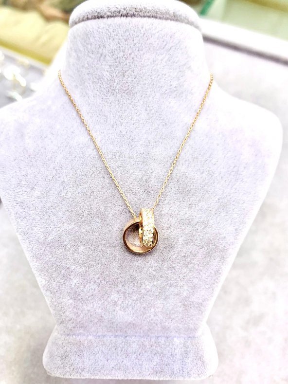 Çift Alyans Model 925 Ayar Gümüş Hediyelik Kadın Kolye ürün görseli 1