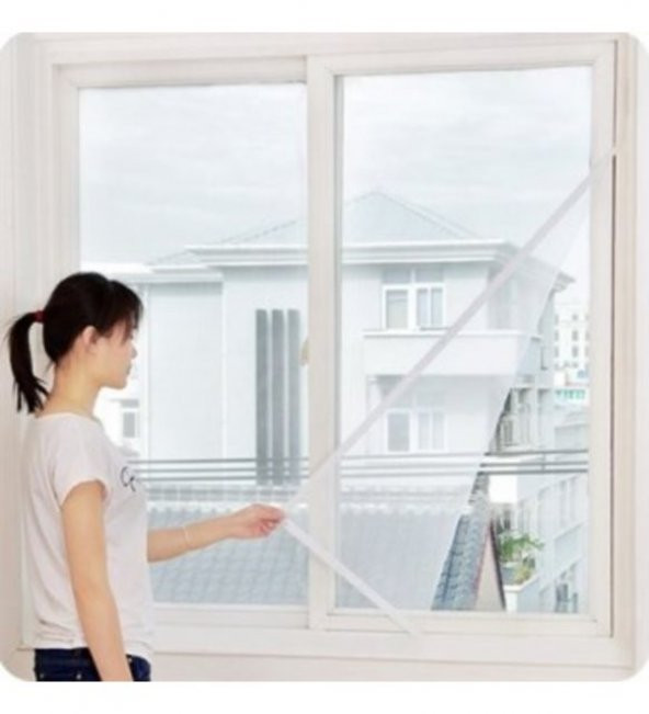 hagiki 130X150 Cm Hazır Pencere Sinekliği 4 Mt Cırt Bant Hediye Tak Çıkar Tül Sineklik (1 Adet)