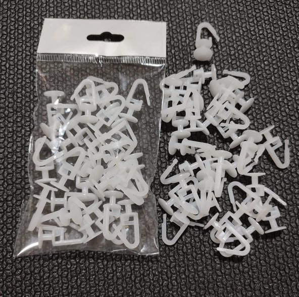 Hagiki 30 Adetli Çengelli Geçmeli Perde Düğmesi Plastik Perde Ruleti Geçmeli Çengelli 30 Adetli