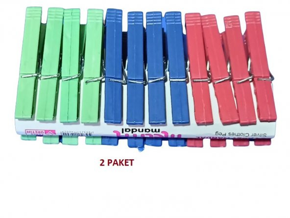 hagiki (2 Adet) 24 Lü Plastik Mandal Çamaşır Mandalı ( 2 Adet)