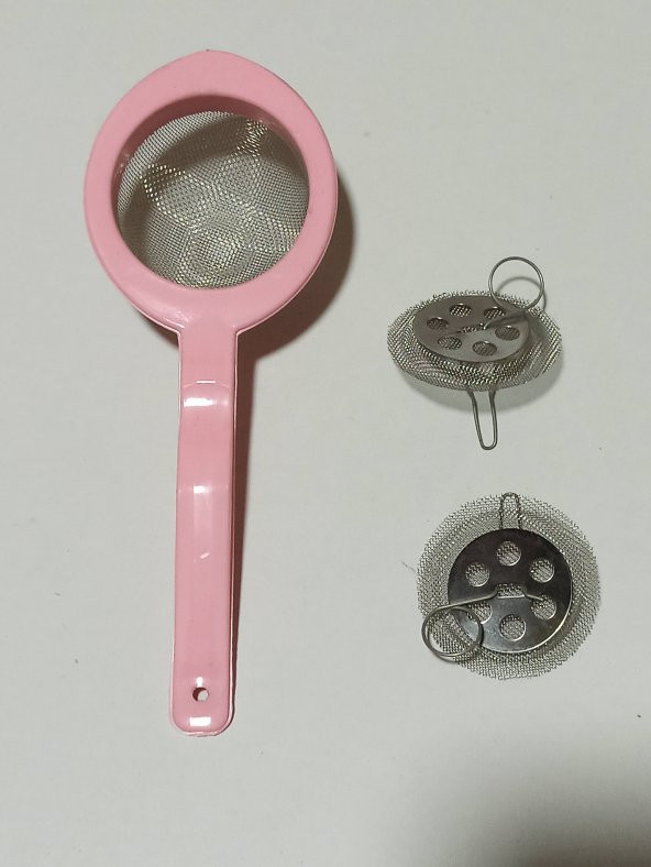 hagiki (3lü Set) Çay Süzgeci Seti Plastik Saplı Çay Süzgeci Ve 2 Adet Söktak Çay Süzgeç (3lü Set)