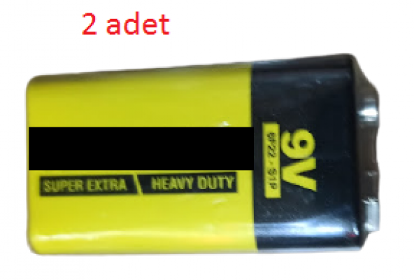 hagiki (2 Adet) 9 Volt kare pil Çinko Karbon Shrink 9 Volt Pil Extra Heavy Duty (2 Adet)