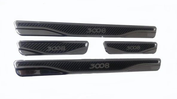 Peugeot 3008 Kapı Eşiği 4 Parça Krom 2016+ Karbon ürün görseli 1