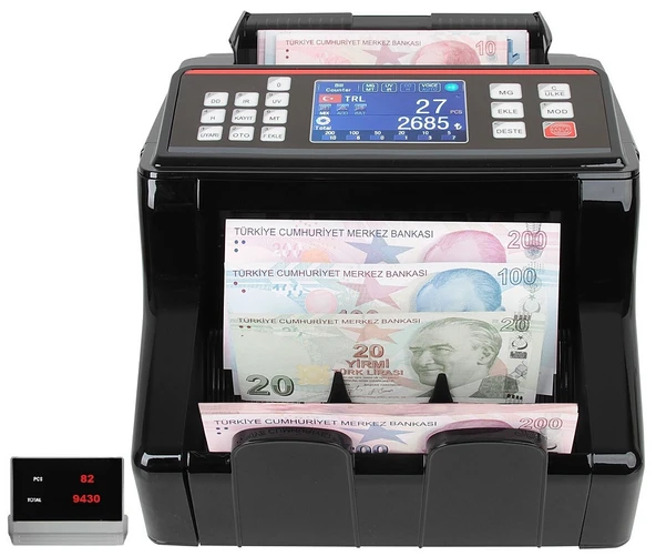 Sigma SC7520B Karışık Para Sayma Makinesi, TL Karışık, Euro ve Usd Adet Sayım + Müşteri Ekranı