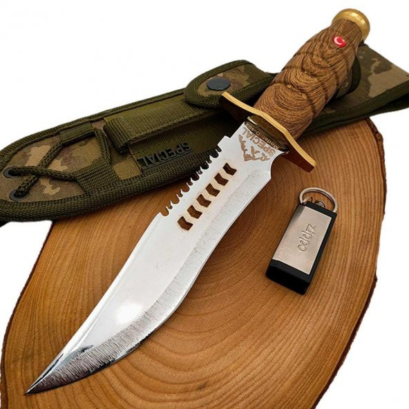 33cm komando bıçağı kılıflı tahta kabze