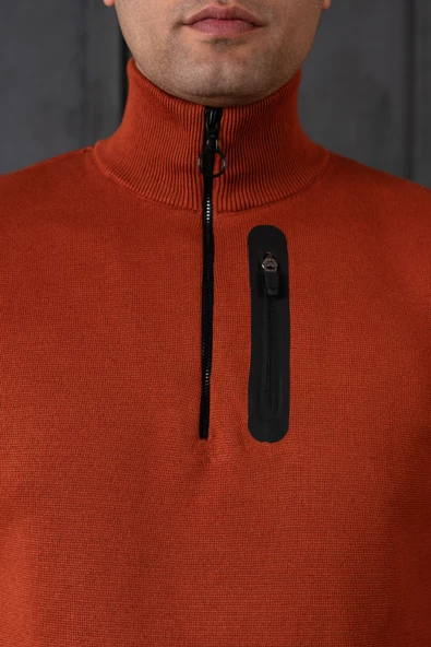 SLİMFİT YARIM BALIKÇI FERMUAR DETAYLI ERKEK TRİKO KAZAK - Resim 5