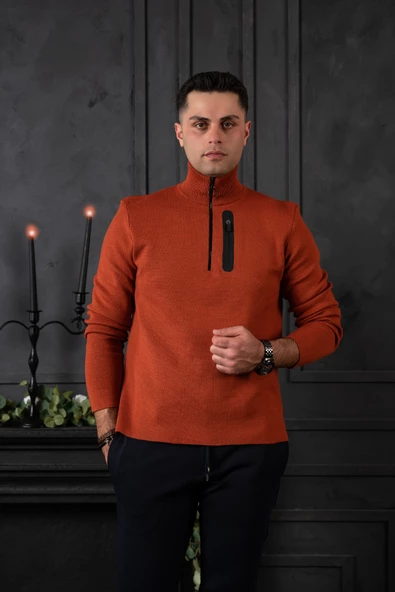 SLİMFİT YARIM BALIKÇI FERMUAR DETAYLI ERKEK TRİKO KAZAK - Resim 4