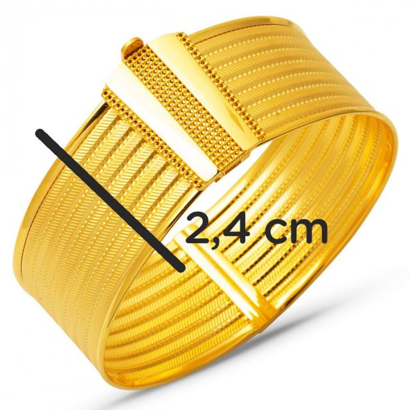 7 Sıralı Hasır Kelepçe Altın Bilezik - Resim 6