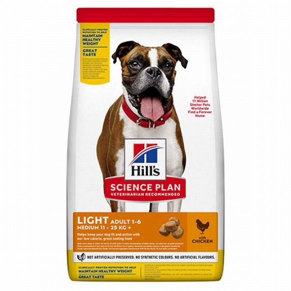 Hill’S Scıence Plan Adult Light Medium Chicken Orta Irk Tavuklu Light Köpek Maması 2,5 Kg
