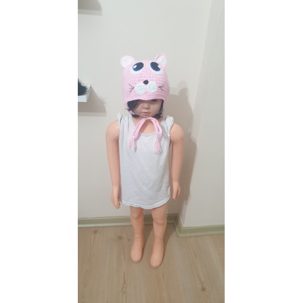Kız Bebek 3 Yaş Ayıcıklı Atkı Bere - 2