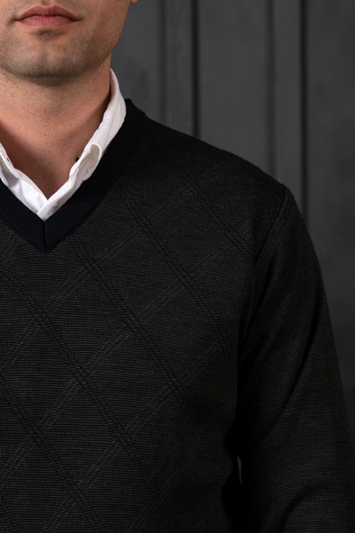 WOOLEN WORLD YÜNLÜ V YAKA ERKEK TRİKO KAZAK - Resim 11