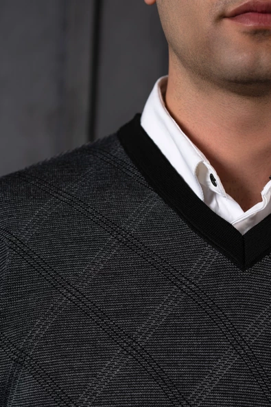 WOOLEN WORLD YÜNLÜ V YAKA ERKEK TRİKO KAZAK - Resim 5