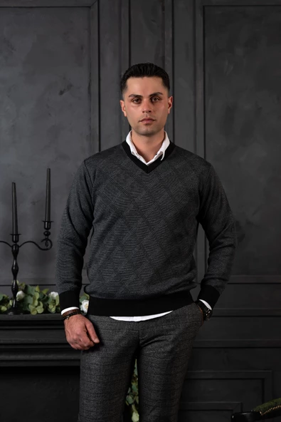 WOOLEN WORLD YÜNLÜ V YAKA ERKEK TRİKO KAZAK - Resim 4