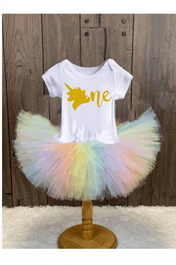 1 yaş unicorn tütü etek seti,1 yaş zıbın,doğum günü 1 yaş logolu kostüm