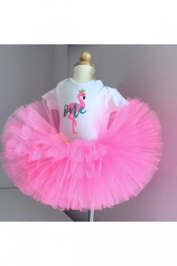 flamingo kostüm,tütü etek 1 yaş doğum günü seti,şeker pembe