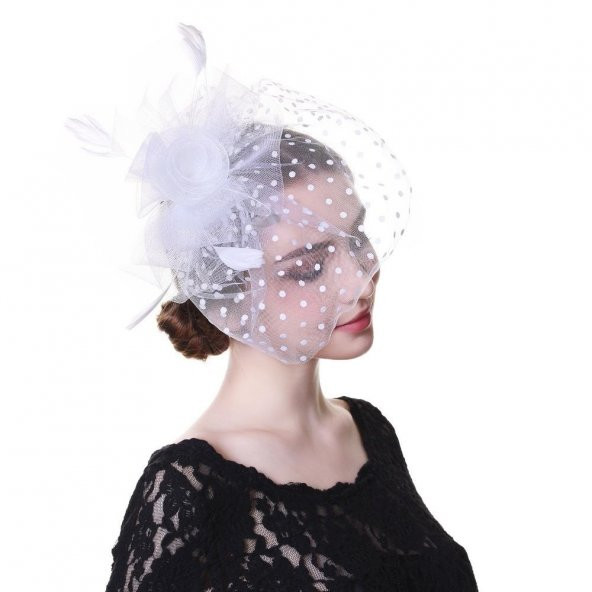 nikah şapkası,gelin tacı,beyaz vualet nikah kep,sade nikah tacı - 1