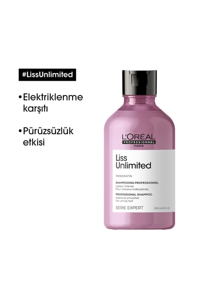 Loreal Professionnel Serie Expert Liss Unlimited Elektriklenme Karşıtı ve Yumuşaklık Veren Şampuan 300 ml - 8