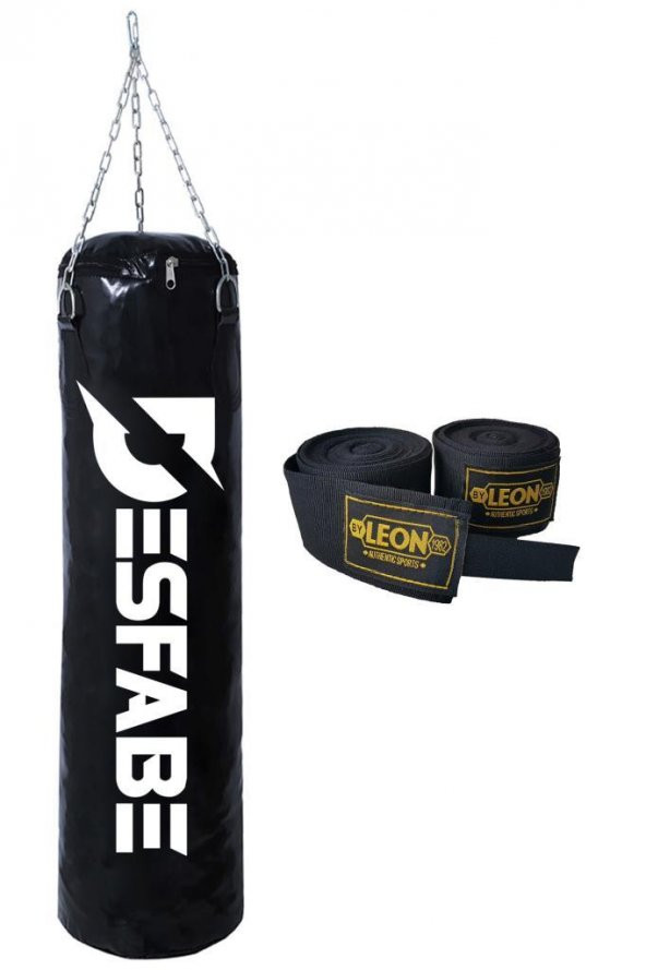 Desfabe Boxing Star 70x25 Cm Zincirli Boks Kum Torbası Siyah+El Sargı Bandajı
